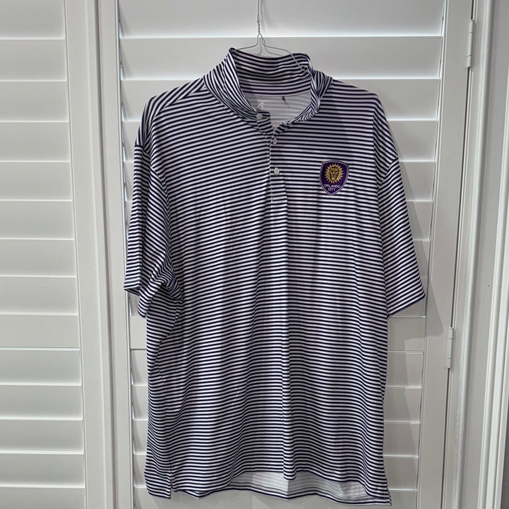 Orlando City Soccer Striped Polo Shirt-2XL NWOT